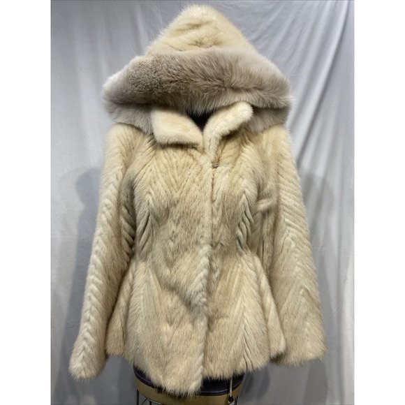 pearl mink tails jacket w/ pearl mink collar (46236)